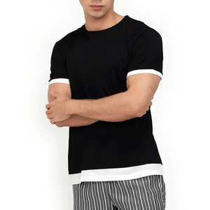 เสื้อยืดแขนสั้นผ้าฝ้ายแท้สำหรับผู้ชาย,เสื้อคอลูกเรือสไตล์ลำลองผลิตจากผ้าคอตตอนแท้สำหรับผู้ชายสินค้าใหม่ล่าสุด - Product Image 1