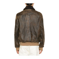 Veste de moto en cuir marron HULAR INTL pour homme, col en peau de mouton, col en V, personnalisée, vintage, doublure polaire hiver, couleur au choix