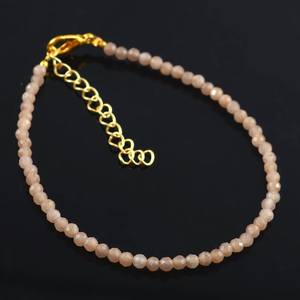 Pulsera de cuentas de piedras preciosas microfacetadas de piedra lunar de melocotón Natural, pulseras de cuentas Rondelle de piedra lunar delicada de 2,5-3mm para mujer a granel - Product Image 4