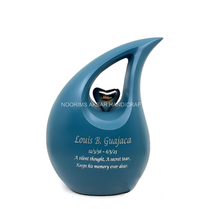 Urne en aluminium en forme de larme Matt Teal, urne funéraire premium pour cendres humaines adultes, souvenir commémoratif, exportateur, prix de gros personnalisé - Product Image 4