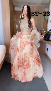 Vente chaude Designer Haute Longue Robe Anarkali pour les Mariages Fêtes Impression Numérique Organza Lehenga Choli Fantaisie Occasions Spéciales - Product Image 2