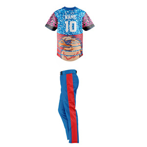 Uniforme de baseball pour hommes par sublimation personnalisée, maillot de baseball léger et pantalon long à séchage rapide et anti-odeur avec boutons - Product Image 2