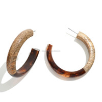 Conception Standard Style bohème géométrie C-forme résine cerceau boucle d'oreille écaille de tortue boucles d'oreilles pour femmes fille déclaration boucle d'oreille
