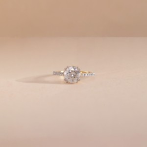 Anillo de compromiso de moissanita de doble punta de corte redondo alargado blanco, anillo chapado en oro amarillo de 14 quilates para joyería de mujer - Product Image 2