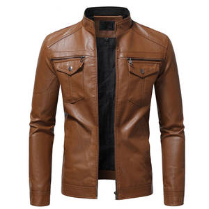 Vente directe usine Nouvelle Arrivée Blouson en cuir pour homme à manches longues Col montant Logo personnalisé Vente en gros Blouson d'hiver - Product Image 1