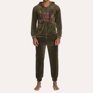 Chándal Deportivo de Terciopelo Gris para Hombre, Tallas Grandes, Personalizado, de Alta Calidad, 100% Algodón, Ligero y Ecológico, Venta al Por Mayor 2026 - Product Image 5