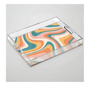 Plateau de service en acrylique Transparent imprimé artisanat prix abordable plateau de rangement de meubles d'hôtel prix le plus bas - Product Image 3