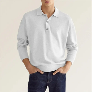 Golf 100% coton tricoté élastique de luxe de haute qualité pour chemises à manches longues à impression complète Anti-rides solide - Product Image 6