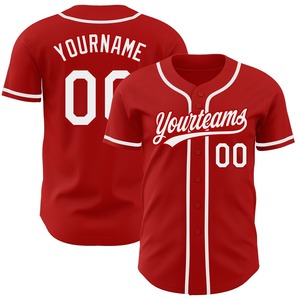 Ropa deportiva al por mayor, ropa de la industria, camiseta de béisbol auténtica roja y blanca personalizada - Product Image 1