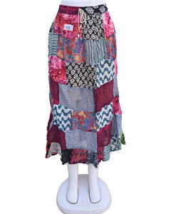 Jupe en coton patchwork taille unique, imprimé floral bohème, respirante, décontractée, à enrouler pour l'été, réversible avec taille naturelle - Product Image 5