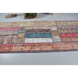 Alfombra bohemia de lana amarilla de 3,7x9,3 pies Vintage turco clásico rectángulo Patchwork diseño plano tejido técnica nuevo pasillo látex - Product Image 3