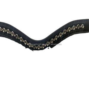 <b>Top</b> Quality Horse Products Indian Manufacturer Empty Channel Leather Horse Brow Band Inlaid with <b>Silver</b> Brass <b>Chain</b> Brow Band - Product Image 1