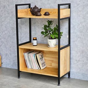 Étagère à 2 niveaux VEGA 60x32x93cm en bois d'hévéa KS68094, type sur pied pour salon - Product Image 4