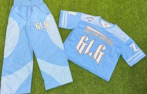 Conjunto de 2 piezas de verano personalizado para hombre, conjunto de Camiseta y pantalón de malla de tela de poliéster, camiseta cuadrada, Conjunto de camiseta de fútbol, chándal - Product Image 3