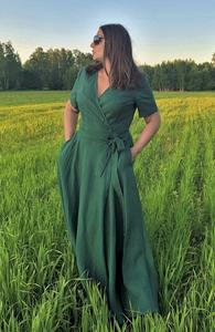 Mother of the Bride Elegant Cotton Floor-Length A-Line Wrap <b>Dress</b> Mother of the Groom for Women - Product Image 4