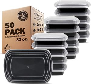 Freshware ภาชนะสำหรับเตรียมอาหาร [แพ็ค50ชิ้น] 1ช่องพร้อมฝาปิดภาชนะเก็บอาหาร32ออนซ์) - Product Image 2