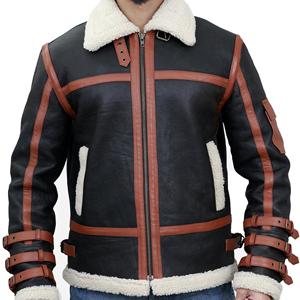 Men's Winter Business Casual Leather <b>Jacket</b> with <b>Mandarin</b> <b>Collar</b> Vintage Letter Pattern Front Thickened Warm Canvas Stand Style - Product Image 1