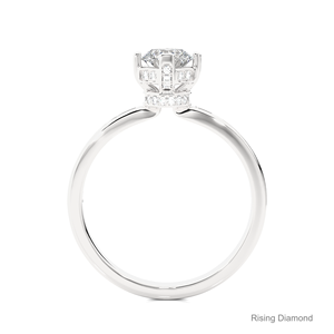 Anillo de compromiso de Halo oculto de diamante cultivado en laboratorio de corte redondo de 0,6 quilates, anillo de regalo de aniversario de oro blanco para su Joyería de diamantes CVD - Product Image 2