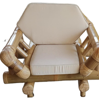 Sofá Individual de Bambú Natural Hecho a Mano en Java con Almacenamiento - Diseño Moderno para Sala de Estar, Gimnasio, Hospital, Parque, Escuela - Garantía de 10 Años