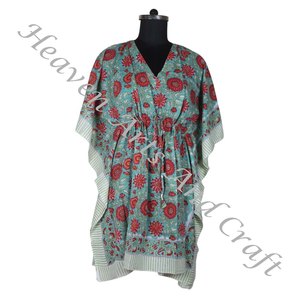Nouveauté 2024 indien main bloc imprimé caftan Robe KFCS146 Robe d'été Kimono vacances coupe ample Robe vêtements pour femmes - Product Image 6