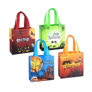 Sacs à provisions réutilisables non tissés d'Halloween conçus sur mesure avec poignée de cadeau recyclable Logo de supermarché d'épicerie imprimé - Product Image 1