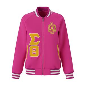 Chaqueta Universitaria Delta Sigma Theta de Moda, Chaqueta Varsity de Lana con Apliques Bordados Personalizados con Letras Griegas, Ropa Griega al por Mayor - Product Image 1