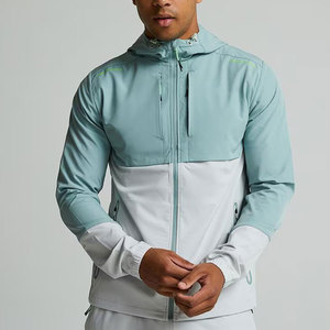 Veste pour homme en tissu polyester extensible, vente chaude, poche zippée, ventilation arrière pour la respirabilité, coupe-vent, vestes de sport - Product Image 1