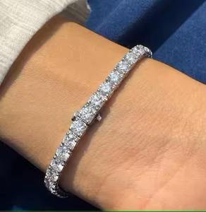 Tenis de diamante de moissanita de corte redondo para pulsera para mujer, oro/plata, joyería fina, moda para madre/esposa, ocasiones especiales - Product Image 3