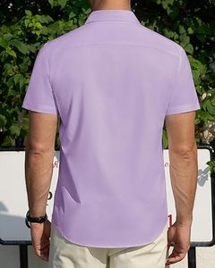 Chemise habillée pour homme à manches longues, couleur unie, 100% coton, écologique, confortable, formelle, coupe classique, respirante, séchage rapide - Product Image 2