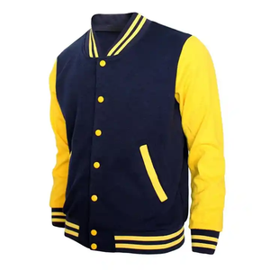 Bajo MOQ Precio al por mayor Hombres Lana Viscosa Poliéster/Algodón Mangas Stand Collar Frente Best Seller Varsity Baseball Sports Jacket - Product Image 1