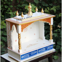 Mandir en bois fait à la main pour la prière quotidienne |   Temple mural pour la maison |   Unité de culte indienne classique, temple artisanal pour la maison et cadeau