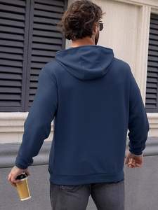 Sudaderas con capucha y sudaderas extragrandes de algodón 100% para hombre, forro polar grueso con logotipo estampado personalizado, temporada de otoño, teñido liso - Product Image 5