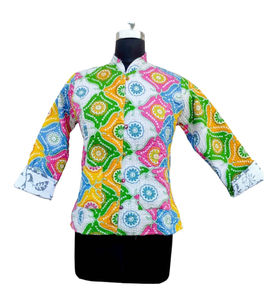 Chaqueta Acolchada de Algodón con Estampado Floral, Abrigo Informal Transpirable de Algodón con Logotipo, Ecológico - Product Image 4