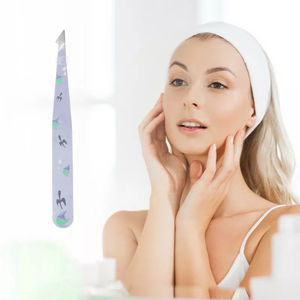 Pinces à épiler pour le façonnage des sourcils en gros, pinces à épiler pour l'extension des sourcils en acier inoxydable recouvert de papier violet, pinces à épiler à pointe incurvée et inclinée - Product Image 5