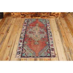 Turkish Small Rug, 2,4x4,5 ft Vintage Rug, <b>Red</b> <b>Wool</b> Rug - Product Image 1
