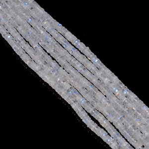 Cuentas de neumáticos Heishi lisos de piedra lunar arcoíris Natural, hebra de piedras preciosas sueltas de grado AAA de 5mm para fabricación de joyas, collar, pulsera - Product Image 1