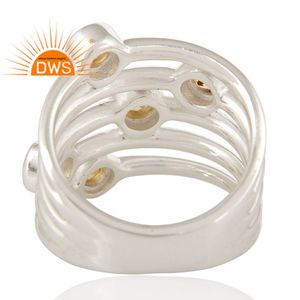 Anillo de Plata de Ley 925 con citrino Natural, Gema de corte redondo, fabricante de joyería - Product Image 3