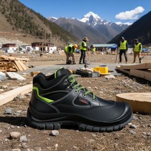 Bottes de sécurité en cuir tibétaines S3 EN20345 taille 46 noir/vert fluo - pour le travail et les activités de plein air - Product Image 3