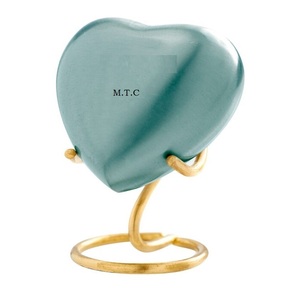 Urna pequeña de recuerdo de Metal de alta calidad con forma de corazón de peltre gris mate, cenizas conmemorativas para adultos, cremación funeraria decorativa de mesa - Product Image 3
