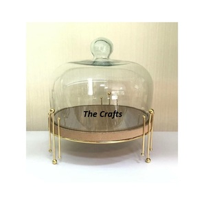 Serveur de pâtisserie en fer et en bois Support de chocolat de la plus haute qualité avec couvercle en verre pour l'utilisation au restaurant - Product Image 2