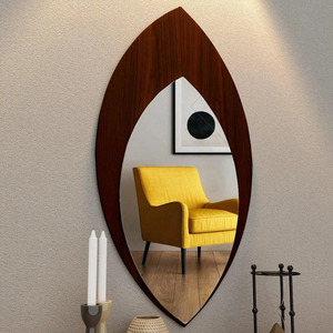 Modern Leaf Design Decorative Wooden Wall <b>Mirror</b> for Home Hotel Washroom Wedding Decorative <b>hanging</b> <b>Mirror</b> - Product Image 3