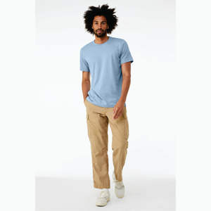 T-shirt unisexe à manches courtes bleu bébé chiné personnalisé OEM-52% coton Airlume, 48% poly, 4.2 oz - Product Image 4