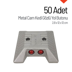 Lot de 50 clous de signalisation routière en métal et verre effet œil de chat 12 x 12 x 2,8 cm Produits routiers - Product Image 6