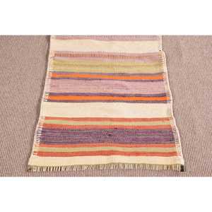 2.2x9.8 ft Vintage Turkish <b>Rug</b>, <b>Runner</b> <b>Rug</b>, Orange Purple Patchwork Wool <b>Rug</b> - Product Image 5