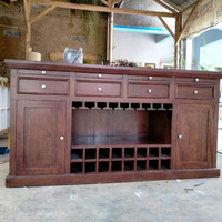 Meuble de bar à domicile en bois de mahogany massif, armoire à vin antique, porte-bouteilles réglable, porte-verres, armoire de bar de luxe