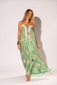 100% Lino Mujer Slip Dress Lino Maxi Ligero Vestido largo sin mangas Otoño 2025 Sin mangas con bolsillos A-lien Elegante - Product Image 2