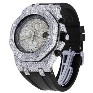 Montre pour homme en acier inoxydable avec quartz glacé et moissanite - Product Image 4