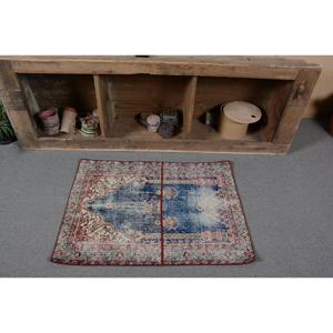 Alfombra Turca de 2.4x3.2 pies, Alfombra Azul con Estampado Animal, de Lana - Product Image 4