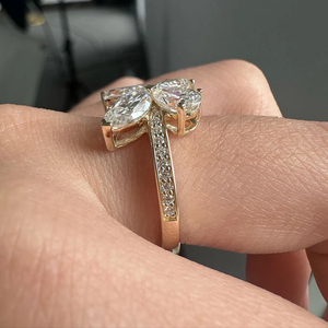 925 Sterling Silver 2.30CTW D Marquise Et Poire Coupe Moissanite Papillon Forme Belle Bague De Fiançailles De Mariage Bijoux De Mariée - Product Image 5