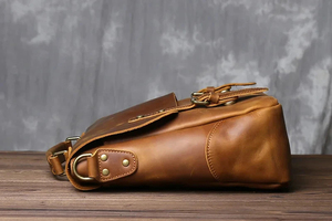Classic Genuine Cowhide Leather Laptop Messenger Protective Handbag Shoulder Bag Durable Office Use Zipper Closure - Product Image 3